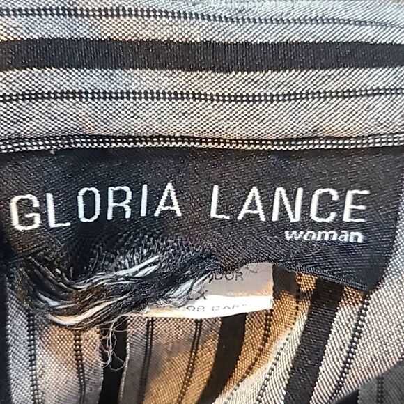 Gloria Lance Vintage Buttondown Blouse,Gray, Black & Metallic Stripe, Size 2X - Picture 8 of 9